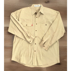 VTG Bugle Boy Men’s Large Tan DBL Front Pocket Long Sleeve Button Up Shirt